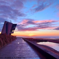 Buy canvas prints of Rossall Point Watch Tower sunset by Michele Davis