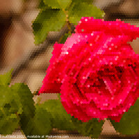 Buy canvas prints of PIXEL ART on a wet rose after the rain by susanna mattioda
