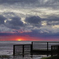 Buy canvas prints of Heacham Beach sunset  by Sam Owen