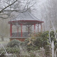 Buy canvas prints of Bandstand in fog by Sam Owen