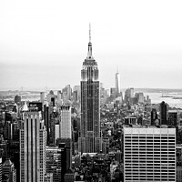 Buy canvas prints of Aerial night view of Manhattan skyline in New York by Antonio Gravante