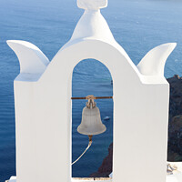 Buy canvas prints of White bell tower at Oia, Santorini, Greece. by Antonio Gravante
