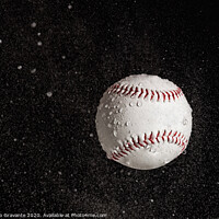 Buy canvas prints of Baseball ball flying in the rain. by Antonio Gravante