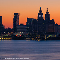 Buy canvas prints of Liverpool skyline at night by Rebecca Lammas