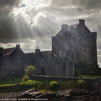 Buy canvas prints of Eilean Donan castle in a burst of sun by Marketa Zvelebil