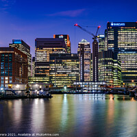 Buy canvas prints of Canary Wharf Skyline at Blue Hour by Hiran Perera