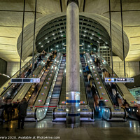 Buy canvas prints of Escalators at Canary Wharf Station by Hiran Perera
