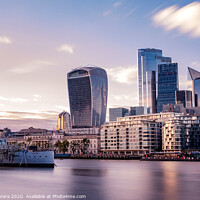 Buy canvas prints of HMS Belfast and the City of London at Sunset by Hiran Perera