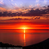 Buy canvas prints of Sunset over Chesil Beach by Victoria Welton