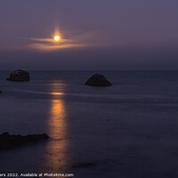 Buy canvas prints of Serene Moonset Over the North Sea by Mike Byers