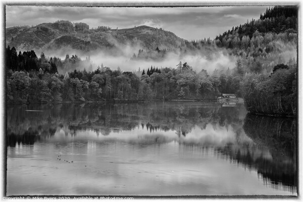 Misty Loch Faskally (Mono) Picture Board by Mike Byers