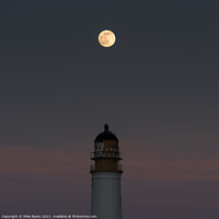 Buy canvas prints of Snow Moon and Lighthouse by Mike Byers