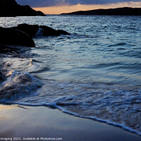 Buy canvas prints of Achmelvich Bay Assynt Late Sunset Wave Light by OBT imaging