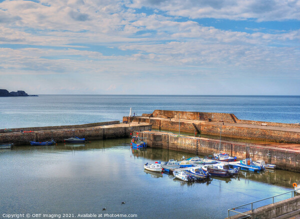 Cullen Harbour Morayshire Scotland Calm Skies  Framed Mounted Print by OBT imaging