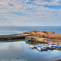 Buy canvas prints of Cullen Harbour Morayshire Scotland Calm Skies  by OBT imaging