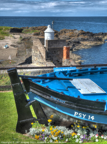 Portsoy Village Banffshire Liberty Boat Garden  Picture Board by OBT imaging