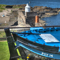 Buy canvas prints of Portsoy Village Banffshire Liberty Boat Garden  by OBT imaging
