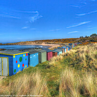 Buy canvas prints of The Legendary Hopeman Beach Huts Moray Coast Scotland by OBT imaging