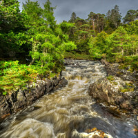 Buy canvas prints of River Inver Peat Spate Nr Lochinver Assynt Scottish Highlands by OBT imaging