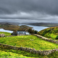 Buy canvas prints of Iconic Croft At Badcall Loch Inchard Sutherland Sc by OBT imaging
