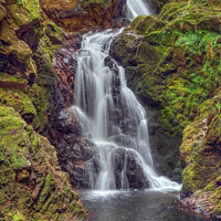 Buy canvas prints of Waterfall Deep In The Forest Scottish Highlands by OBT imaging