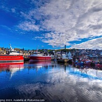 Buy canvas prints of MacDuff Town Harbour Reflection Aberdeenshire Scot by OBT imaging