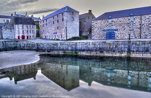 Portsoy Village 17thCentury Harbour Building Reflection Aberdeenshire Scotland  Framed Mounted Print by OBT imaging