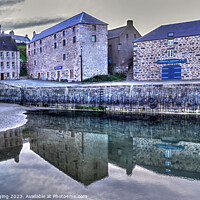 Buy canvas prints of Portsoy Village 17thCentury Harbour Building Reflection Aberdeenshire Scotland  by OBT imaging