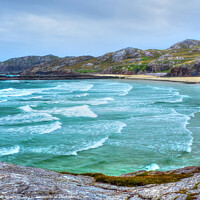 Buy canvas prints of Oldshoremore Bay North West Scotland Fresh Atlantic Rollers by OBT imaging