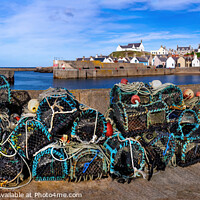 Buy canvas prints of Findochty Harbour Morayshire North East Scotland Lobster Creels  by OBT imaging