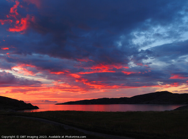 Achmelvich Bay Assynt Highland Scotland High Summer Sunset Framed Mounted Print by OBT imaging