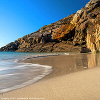 Buy canvas prints of Achmelvich Beach Assynt Scottish West Coast Late Low Sun Glow by OBT imaging