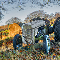 Buy canvas prints of A Massey Ferguson Grey Gray TE20 Tractor Winter Hay Light by OBT imaging