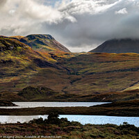 Buy canvas prints of Ben Reidh & Suliven Summit Mist From Loch Assynt Scottish Highlands by OBT imaging