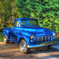 Buy canvas prints of Chevrolet 3100 1956 Retro Pick Up Truck "Little Bl by OBT imaging