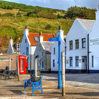 Buy canvas prints of Pennan Inn & Telephone Box Pennan Fishing Village Aberdeenshire Scotland  by OBT imaging