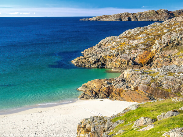 Achmelvich Assynt West Highland Scotland White Sand Beach Blue Spectrum Picture Board by OBT imaging