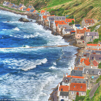Buy canvas prints of Crovie North East Scotland Fishing Village Cottages  by OBT imaging