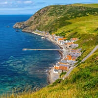 Buy canvas prints of Crovie North East Scotland Historic Fishing Village Cottages Aberdeenshire  by OBT imaging