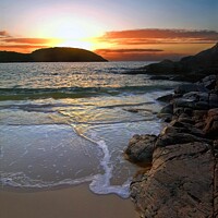 Buy canvas prints of Achmelvich Beach Assynt West Highland Scotland Sunset Light Fall by OBT imaging