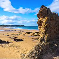 Buy canvas prints of Cullen Beach Bay & Majestic Quartzite Rock Morayshire Scotland by OBT imaging