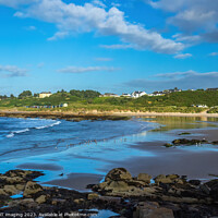 Buy canvas prints of Hopeman Beach Bay & Beach Huts Morayshire North East Scotland  by OBT imaging