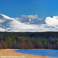 Buy canvas prints of Loch Morlich & Cairngorm Mountains National Park Glenmore Skiing Scottish Highlands by OBT imaging