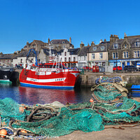 Buy canvas prints of MacDuff Harbour Aberdeenshire Scotland Lerwick & Fraserburgh Boats an' Nets   by OBT imaging