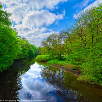 Buy canvas prints of River Kelvin Reflections Nr Queen Margaret Bridge Glasgow by OBT imaging