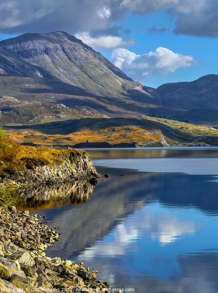 Ben More Loch Assynt Reflections North West Scotland Lochinver Road Light Picture Board by OBT imaging