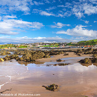 Buy canvas prints of Cullen Beach Town Viaduct & Rock Morayshire Scotland by OBT imaging