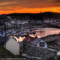 Buy canvas prints of Sunset Findochty Harbour Moray Scotland by OBT imaging