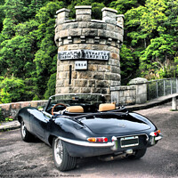 Buy canvas prints of E Type Jaguar Thomas Telford Bridge Scotland  by OBT imaging