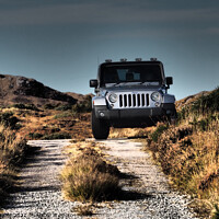 Buy canvas prints of Jeep Wrangler Country Road Trip Scotland by OBT imaging